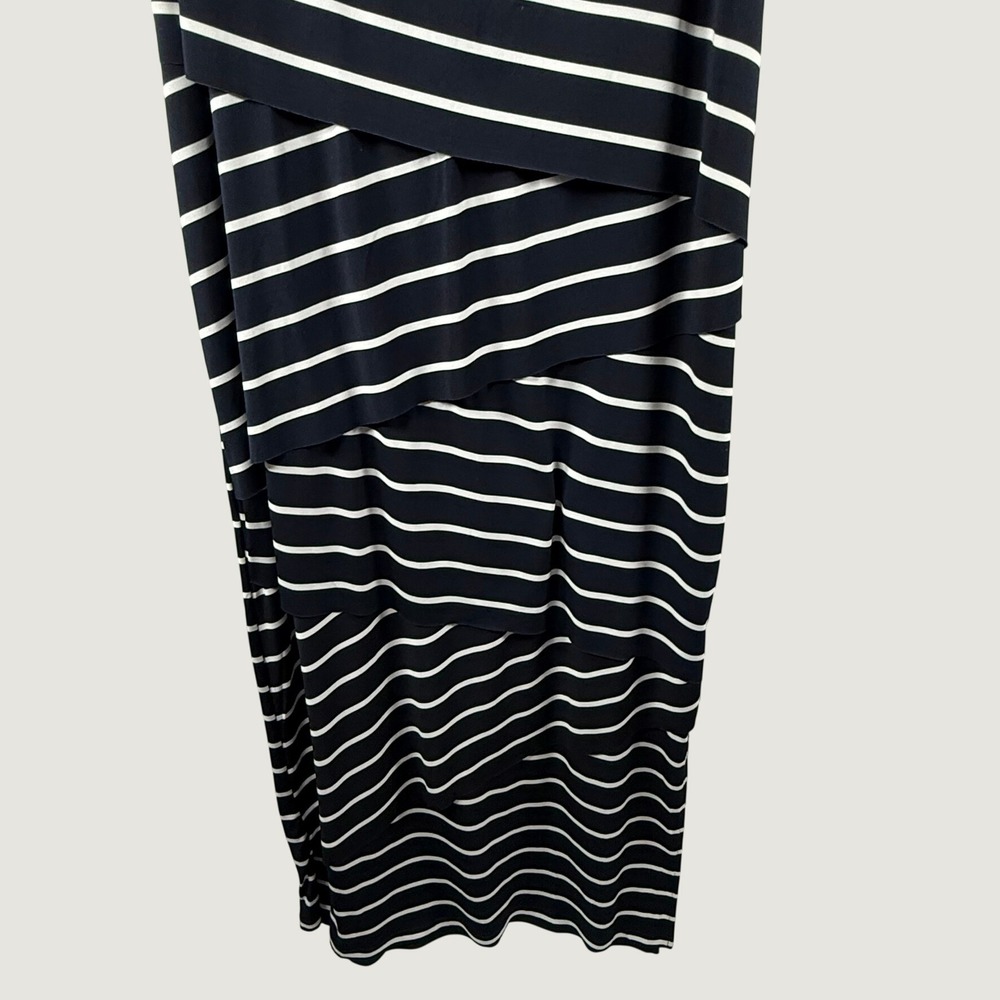 Alfani Womens Navy Blue White Striped Tiered Layered Sleeveless Maxi Dress XL - Picture 9 of 14